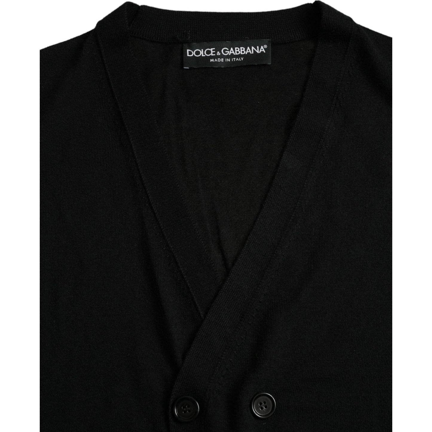 Dolce & Gabbana Black Cashmere Knit Long Sleeves Cardigan Sweater black-cashmere-knit-long-sleeves-cardigan-sweater