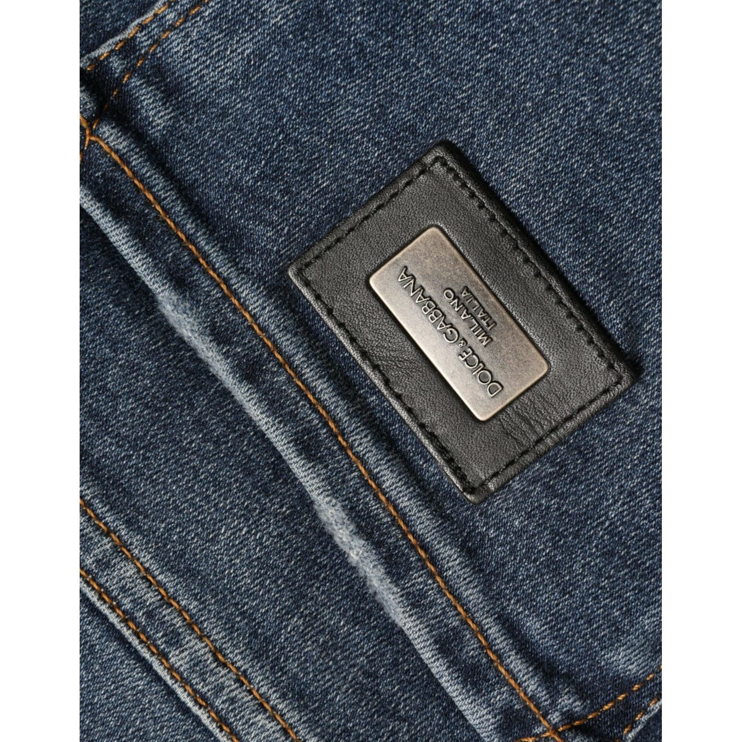 Dolce & Gabbana Elegant Mid Waist Stretch Jeans in Blue dark-blue-washed-skinny-mid-waist-denim-jeans