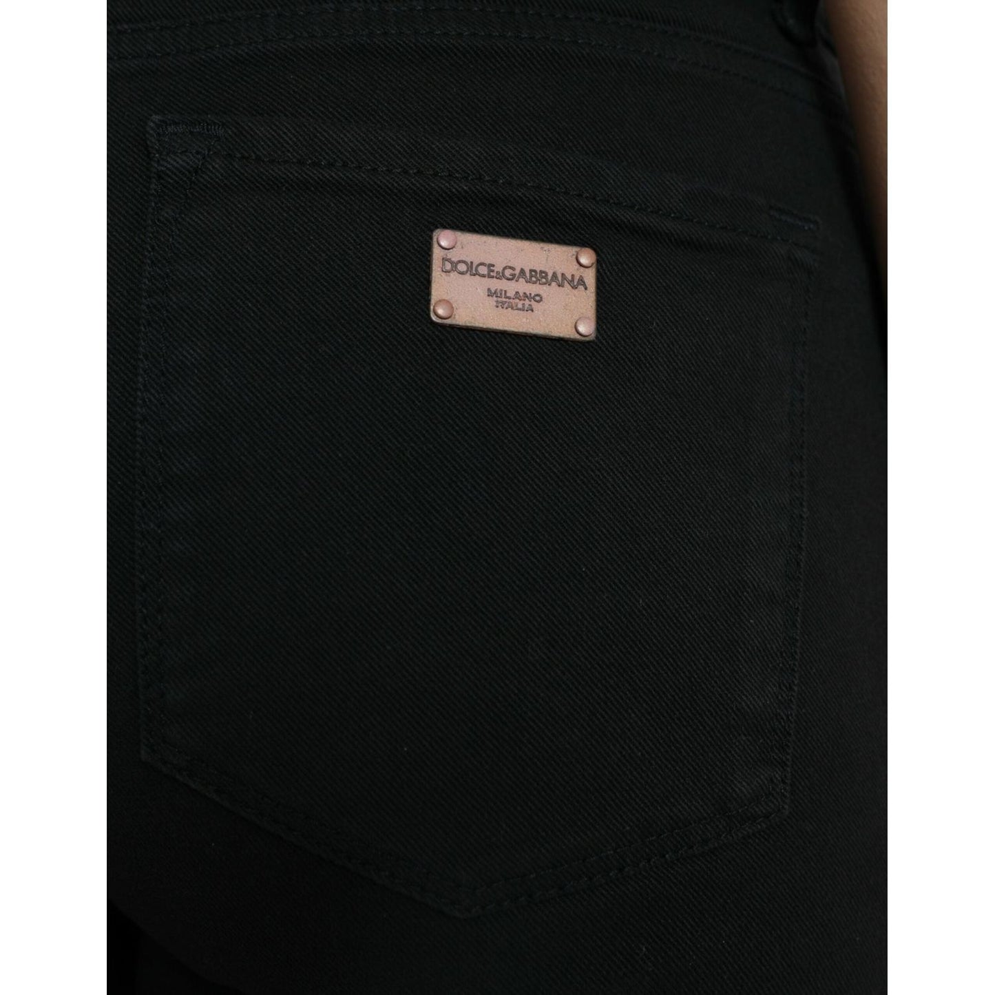 Dolce & Gabbana Chic Black Mid-Waist Stretch Jeans black-cotton-mid-waist-skinny-denim-jeans-1