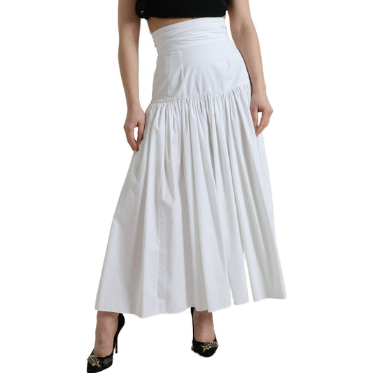 Dolce & Gabbana Elegant High Waist Cotton Maxi Skirt white-cotton-pleated-a-line-high-waist-skirt 465A2912--scaled-bfd725ad-48f.jpg
