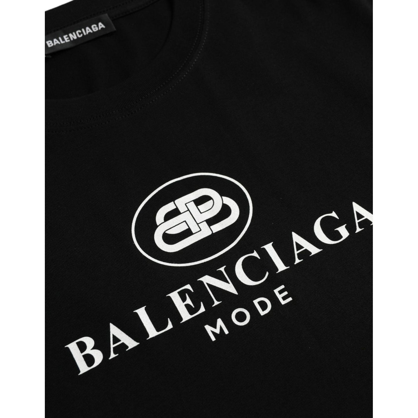 Balenciaga Black Cotton Logo Print Crew Neck Short Sleeves T-shirt black-cotton-logo-print-crew-neck-short-sleeves-t-shirt