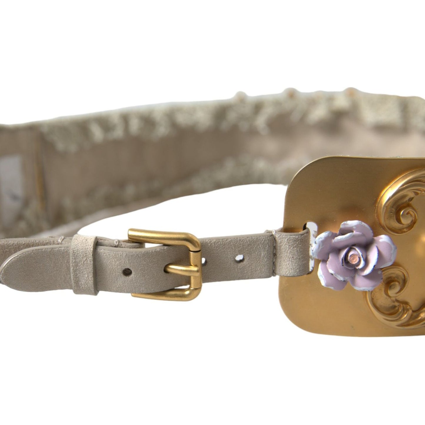 Dolce & Gabbana | Elegant Gold-Tone Faux Pearl Floral Belt| McRichard Designer Brands   