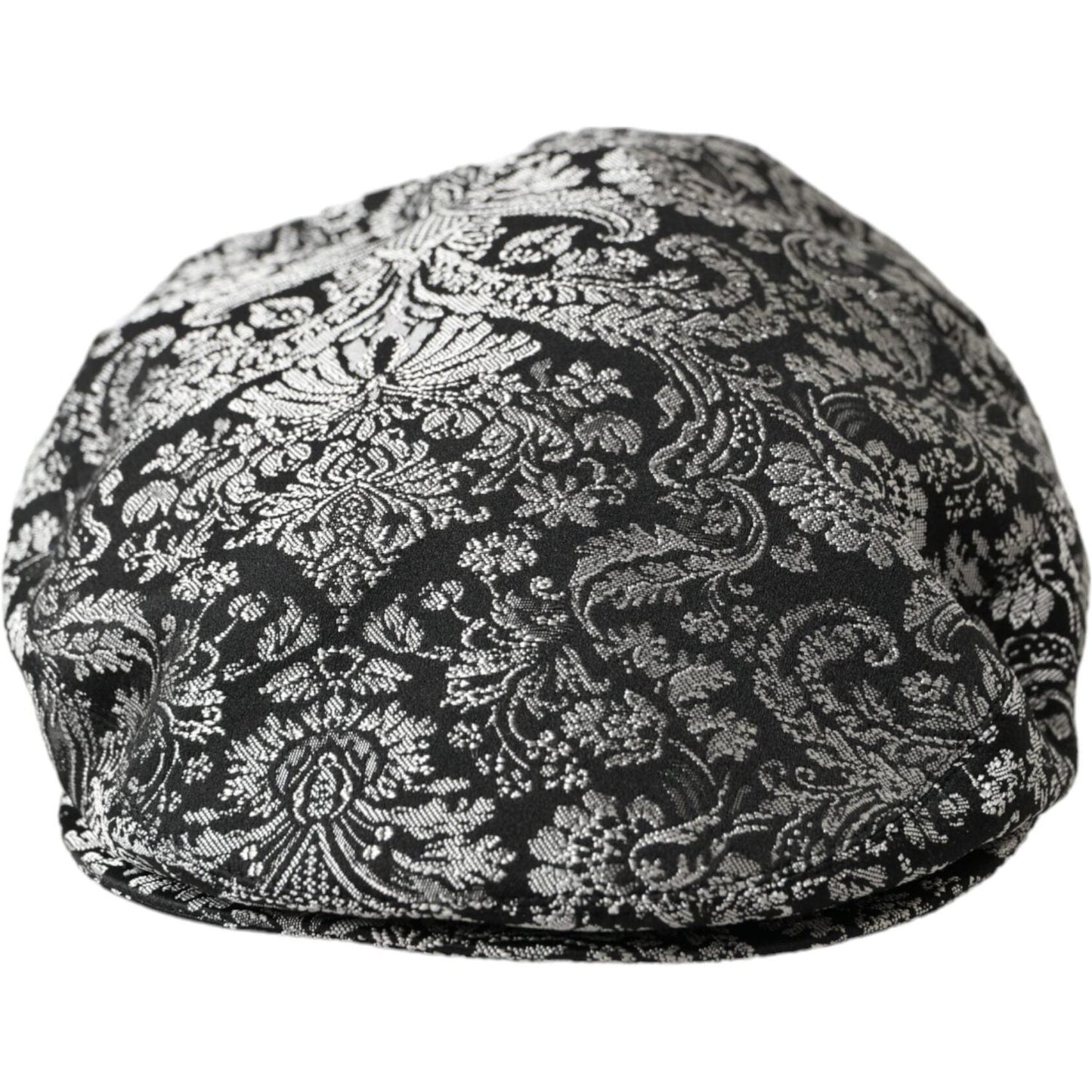 Black Silver Floral Jacquard Newsboy Hat Men