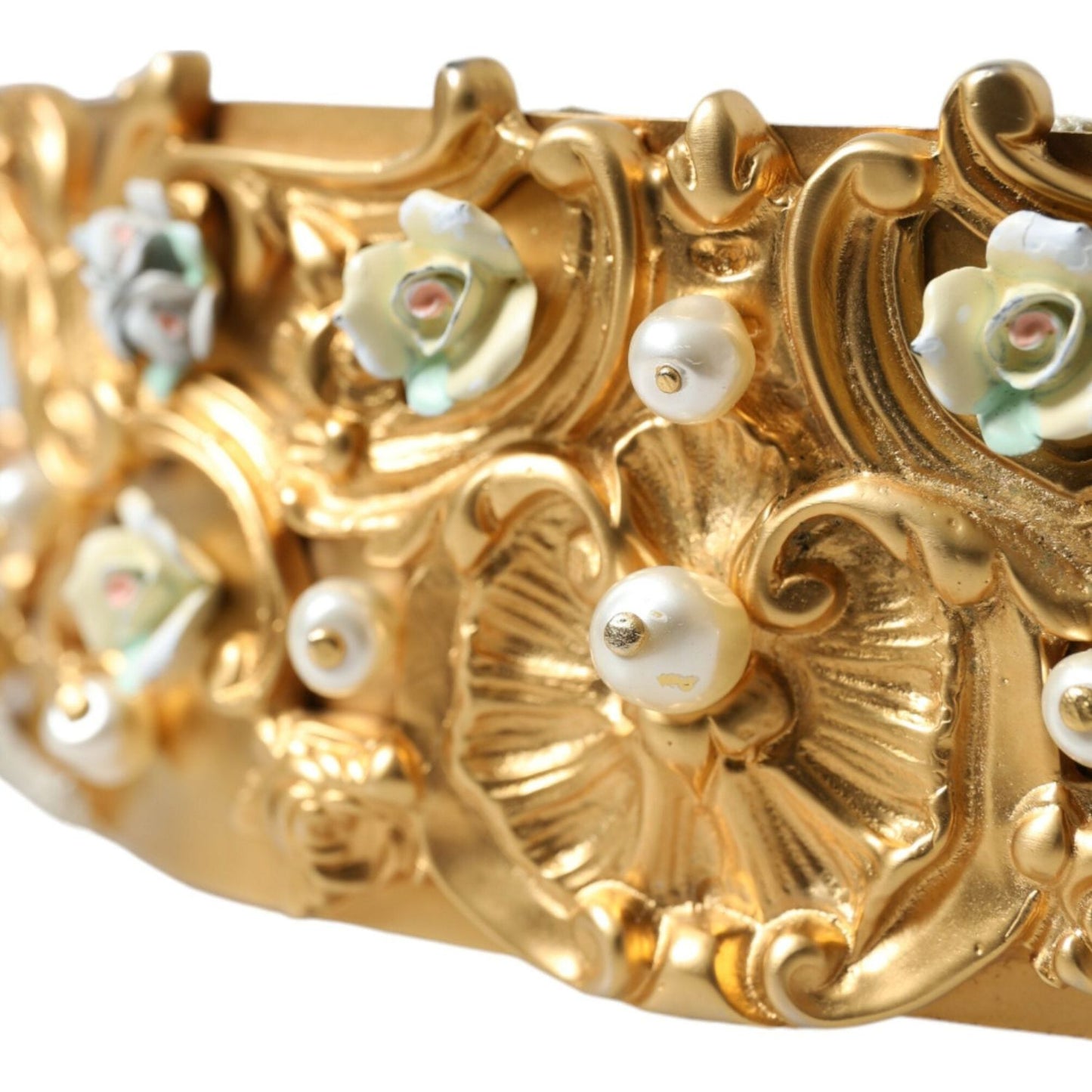 Dolce & Gabbana Elegant Gold-Tone Faux Pearl Floral Belt elegant-gold-tone-faux-pearl-floral-belt
