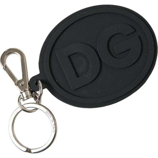 Dolce & Gabbana Chic Black and Silver Logo Keychain chic-black-and-silver-logo-keychain