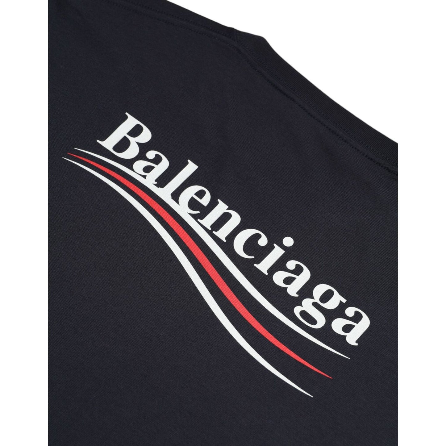 Balenciaga Dark Blue Cotton Logo Crew Neck Short Sleeves T-shirt dark-blue-cotton-logo-crew-neck-short-sleeves-t-shirt