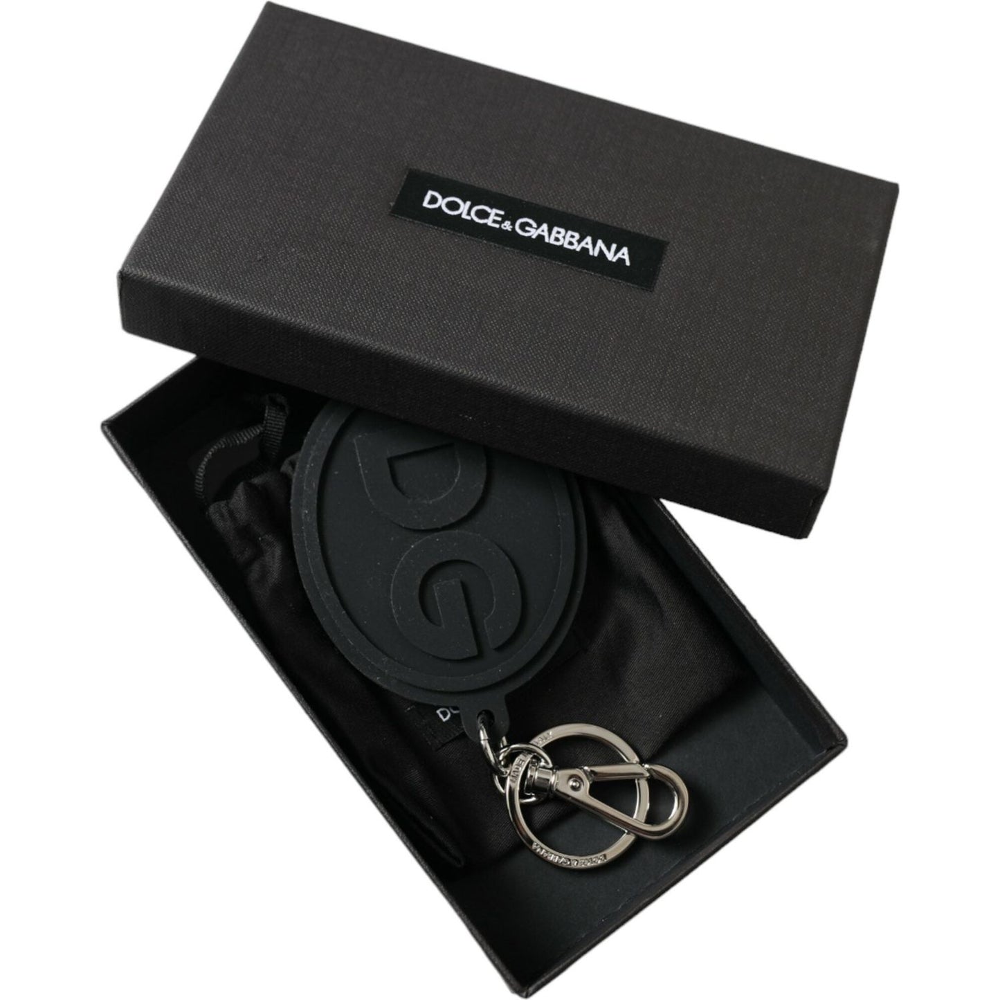 Dolce & Gabbana Chic Black and Silver Logo Keychain chic-black-and-silver-logo-keychain