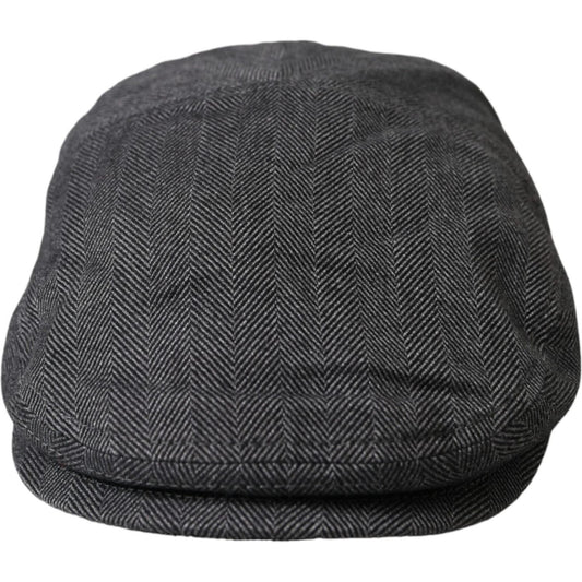 Gray Herringbone Crown Newsboy Hat Men
