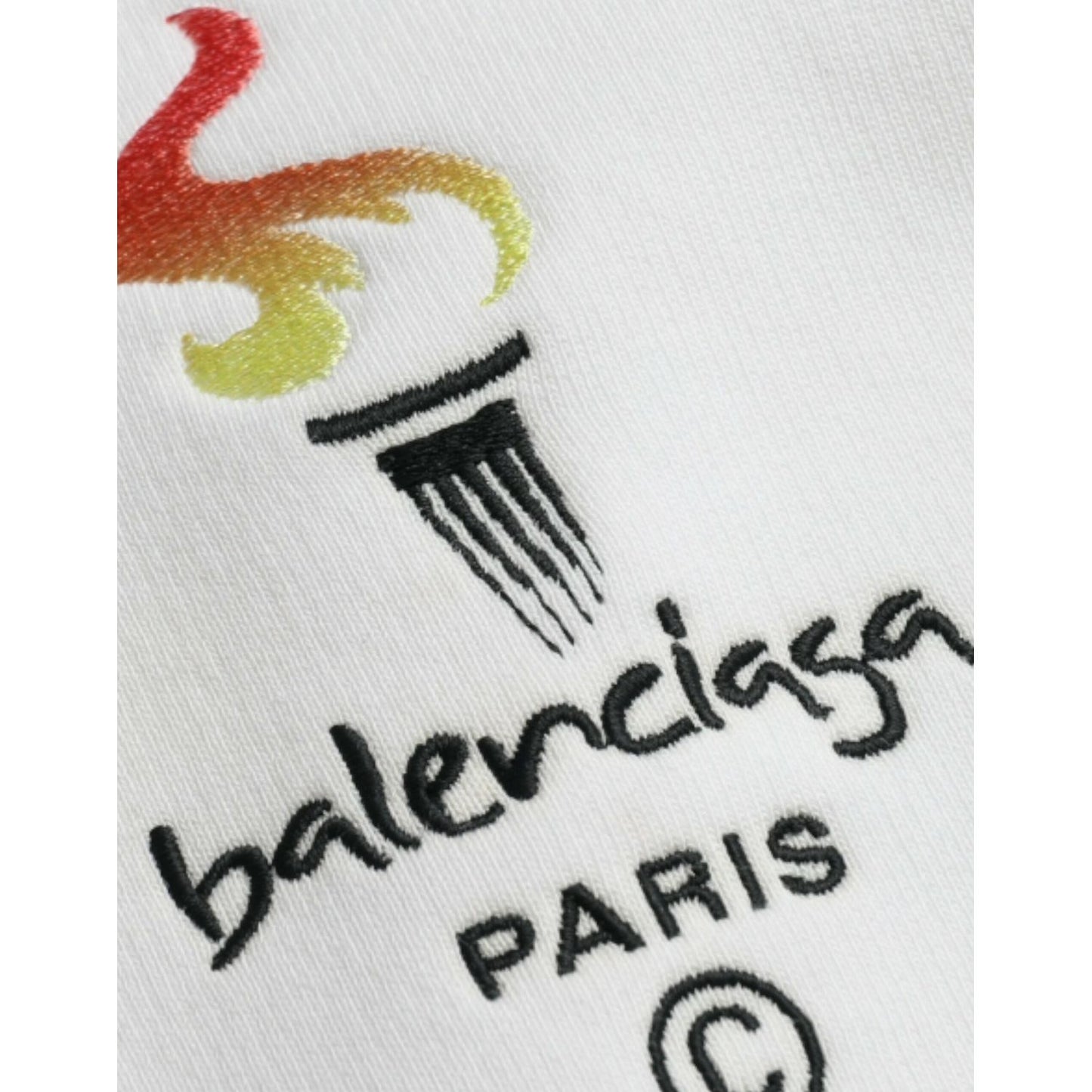 Balenciaga White Cotton Logo Hooded Pullover Sweatshirt Sweater white-cotton-logo-hooded-pullover-sweatshirt-sweater