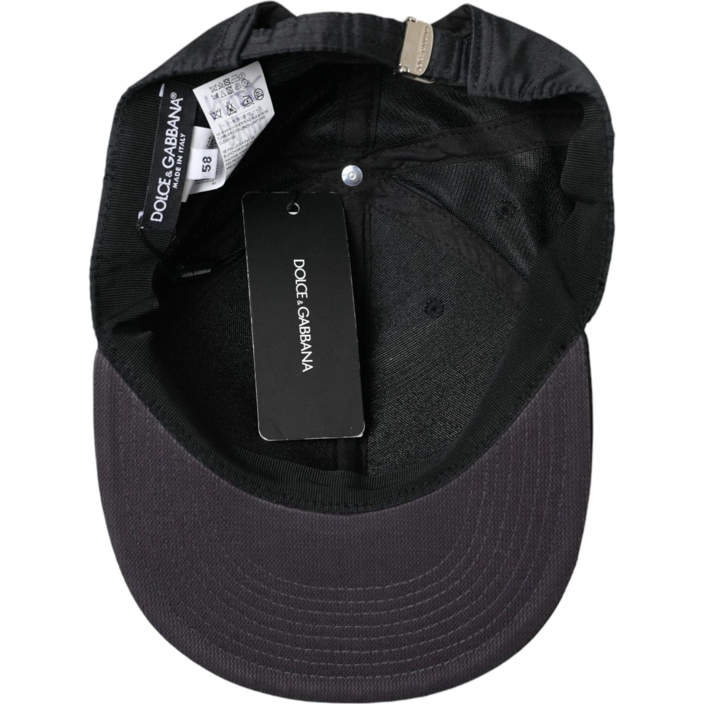 Black Silk Cotton Logo Baseball Hat Men