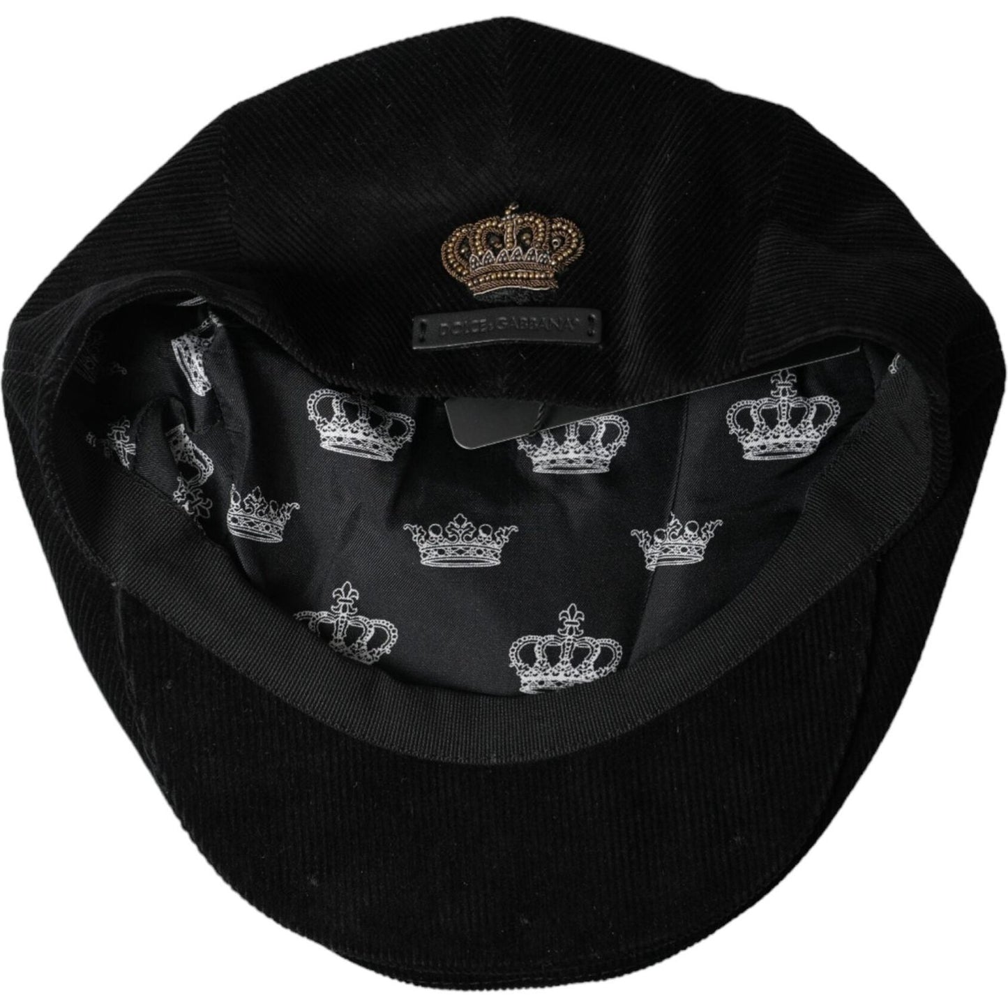 Black Corduroy Crown Newsboy Hat Men