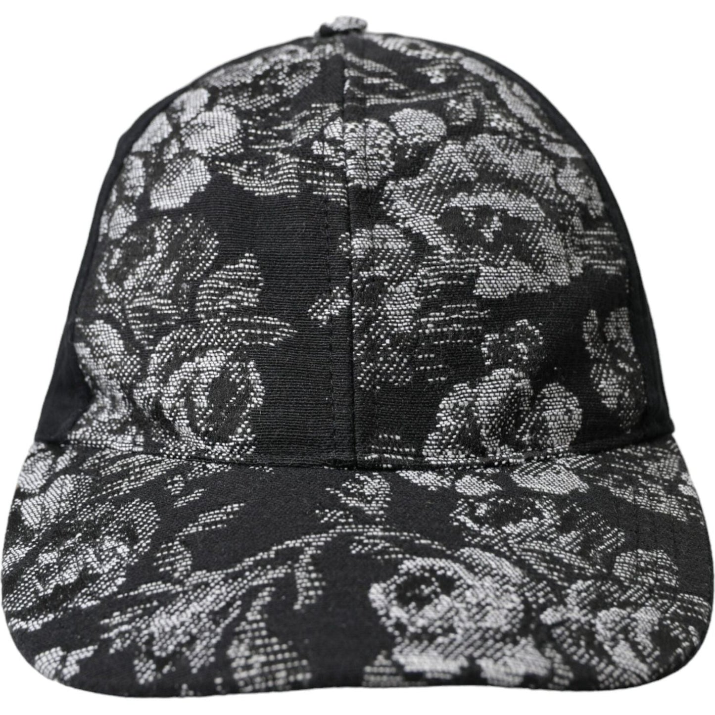 Black Silver Floral Print Baseball Hat Men