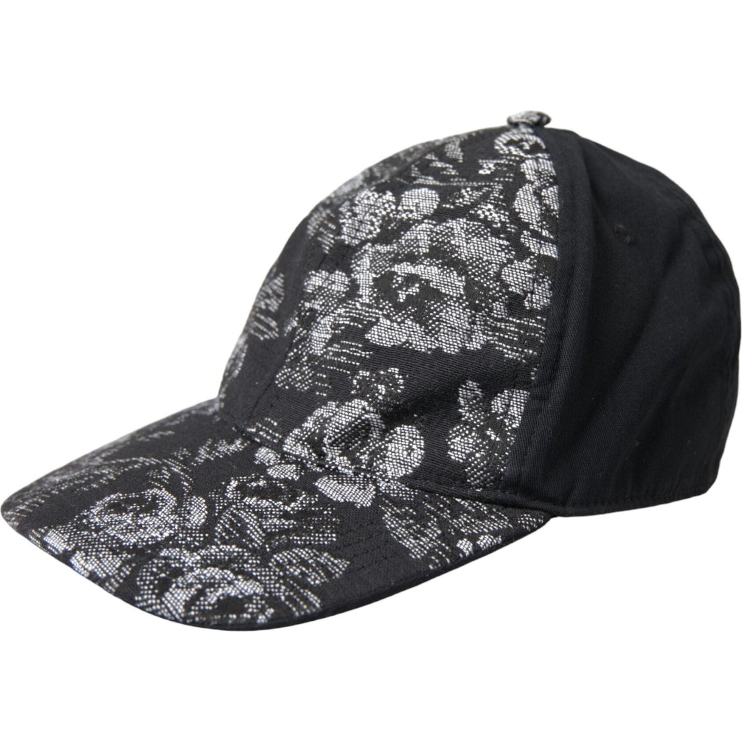 Black Silver Floral Print Baseball Hat Men