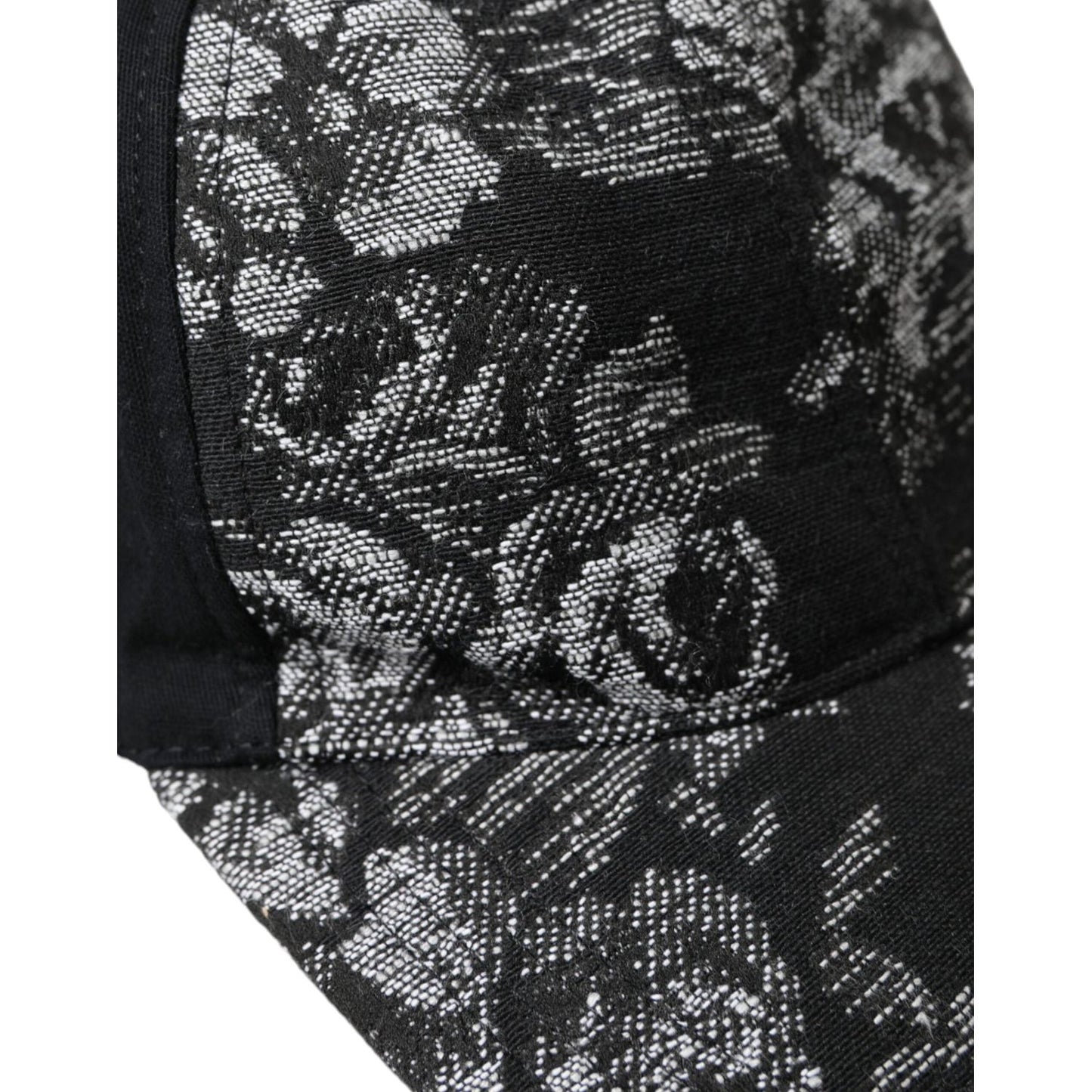 Black Silver Floral Print Baseball Hat Men