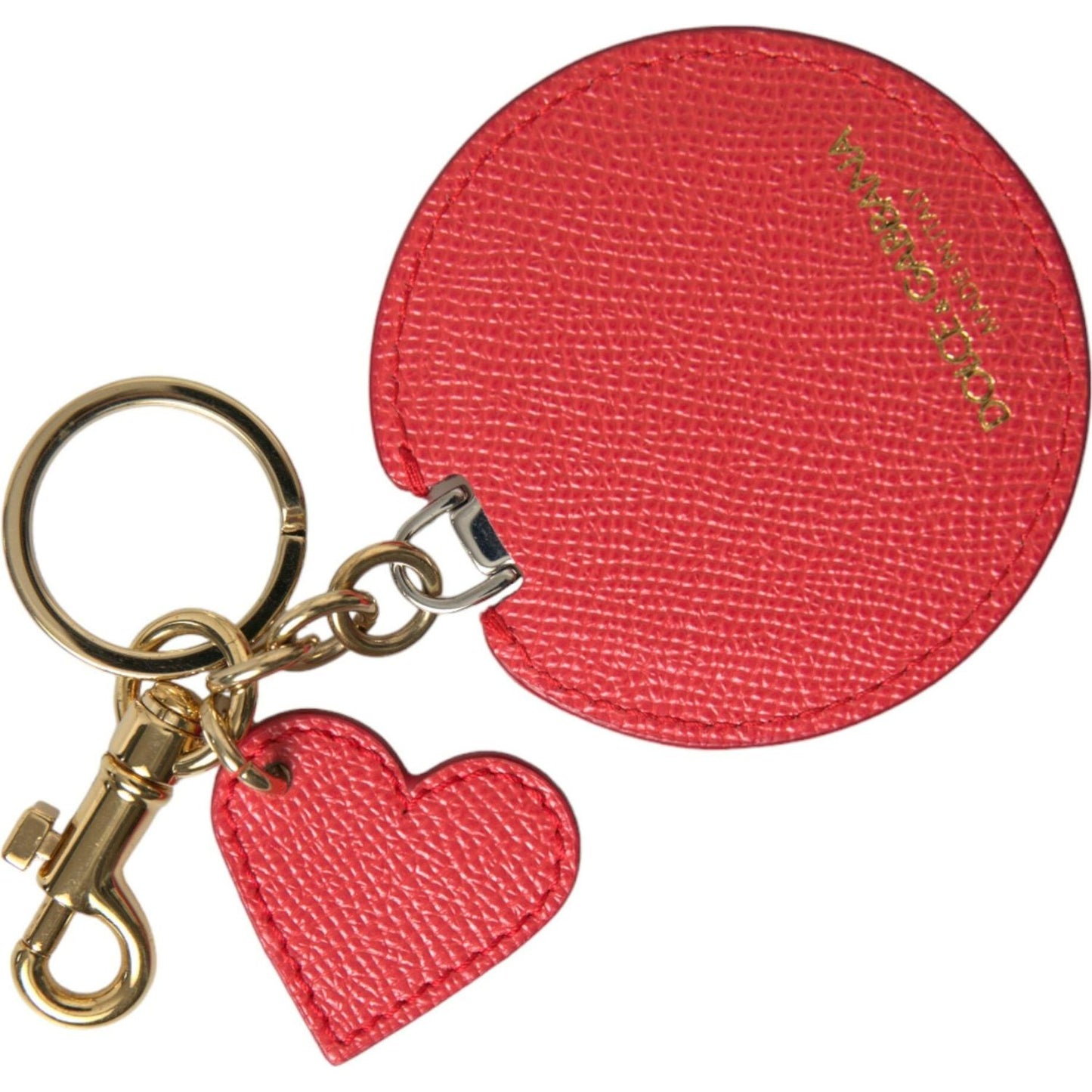 Dolce & Gabbana | Elegant Red Leather Keychain with Gold Accents| McRichard Designer Brands   