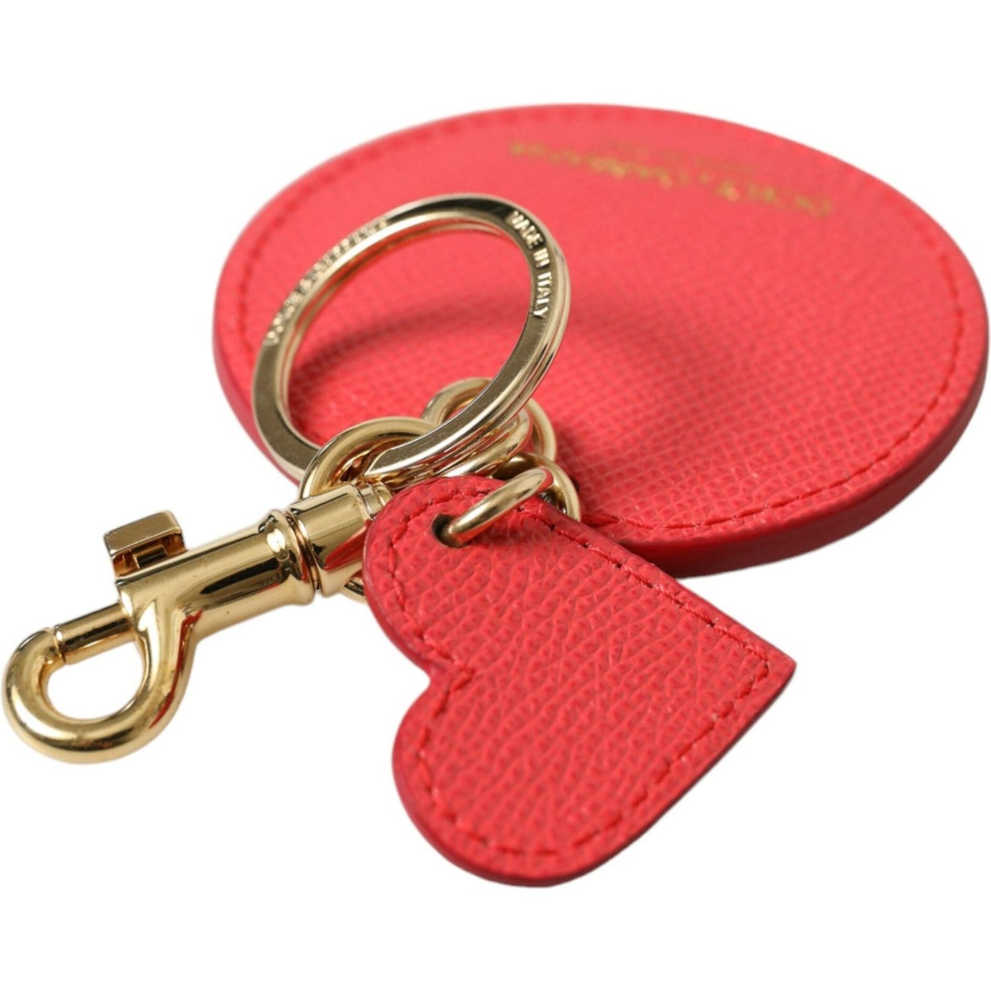Dolce & Gabbana | Elegant Red Leather Keychain with Gold Accents| McRichard Designer Brands   
