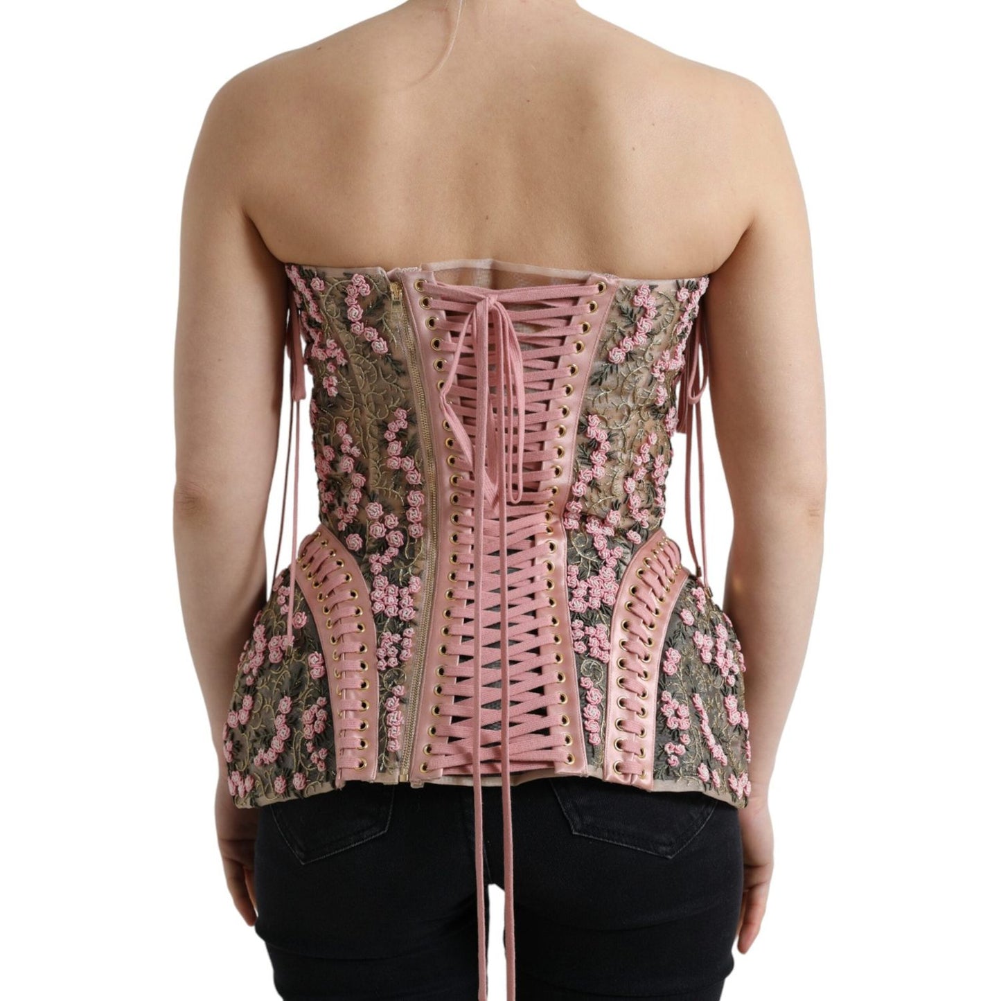 Dolce & Gabbana Silken Nylon Bustier Corset Top in Pink silken-nylon-bustier-corset-top-in-pink