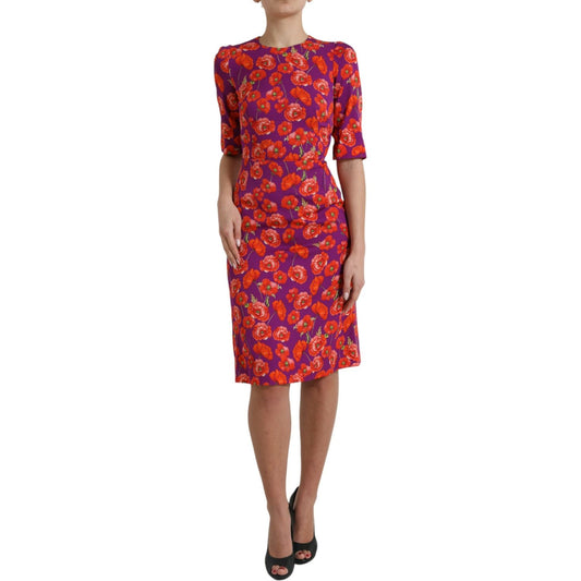 Dolce & Gabbana | Vibrant Floral Silk Charmeuse Dress| McRichard Designer Brands   