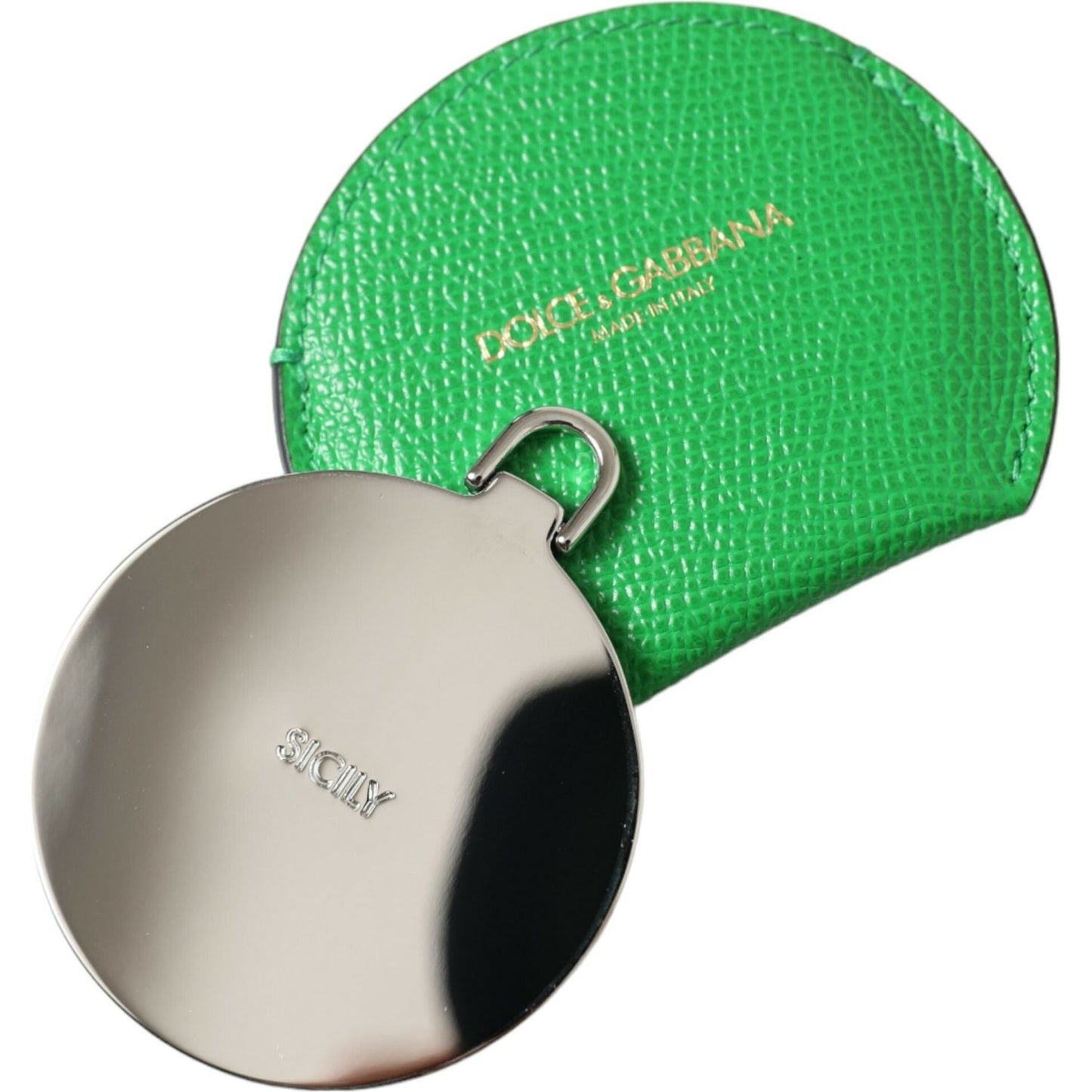 Dolce & Gabbana Emerald Leather Hand Mirror Holder emerald-leather-hand-mirror-holder