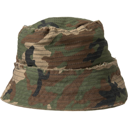 Green Camouflage Cotton Bucket Hat Men