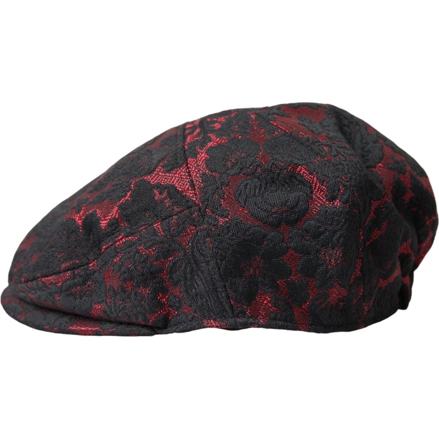 Black Red Floral Jacquard Newsboy Hat Men