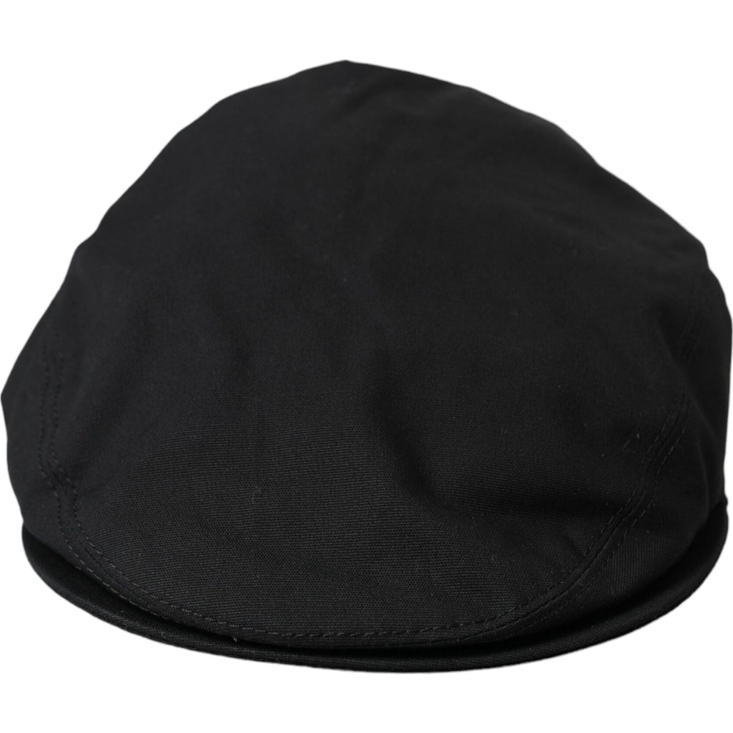 Black Cotton Blend Logo Newsboy Hat Men