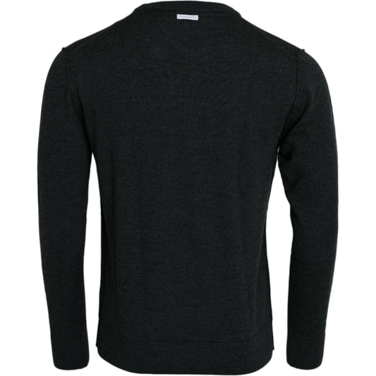 Dolce & Gabbana Dark Gray Wool Crew Neck Pullover Sweater dark-gray-wool-crew-neck-pullover-sweater-2
