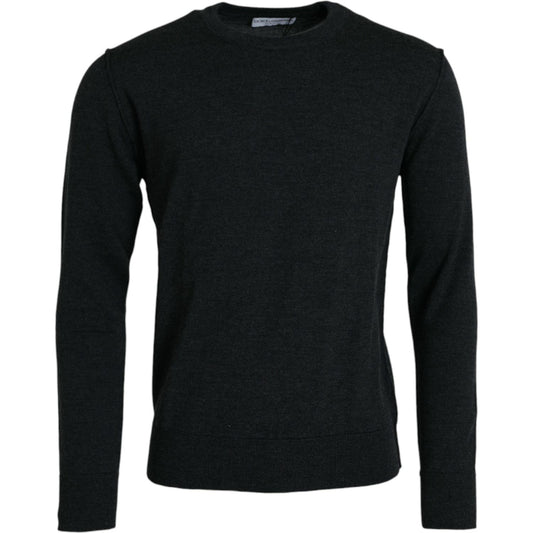 Dolce & Gabbana Dark Gray Wool Crew Neck Pullover Sweater dark-gray-wool-crew-neck-pullover-sweater-2