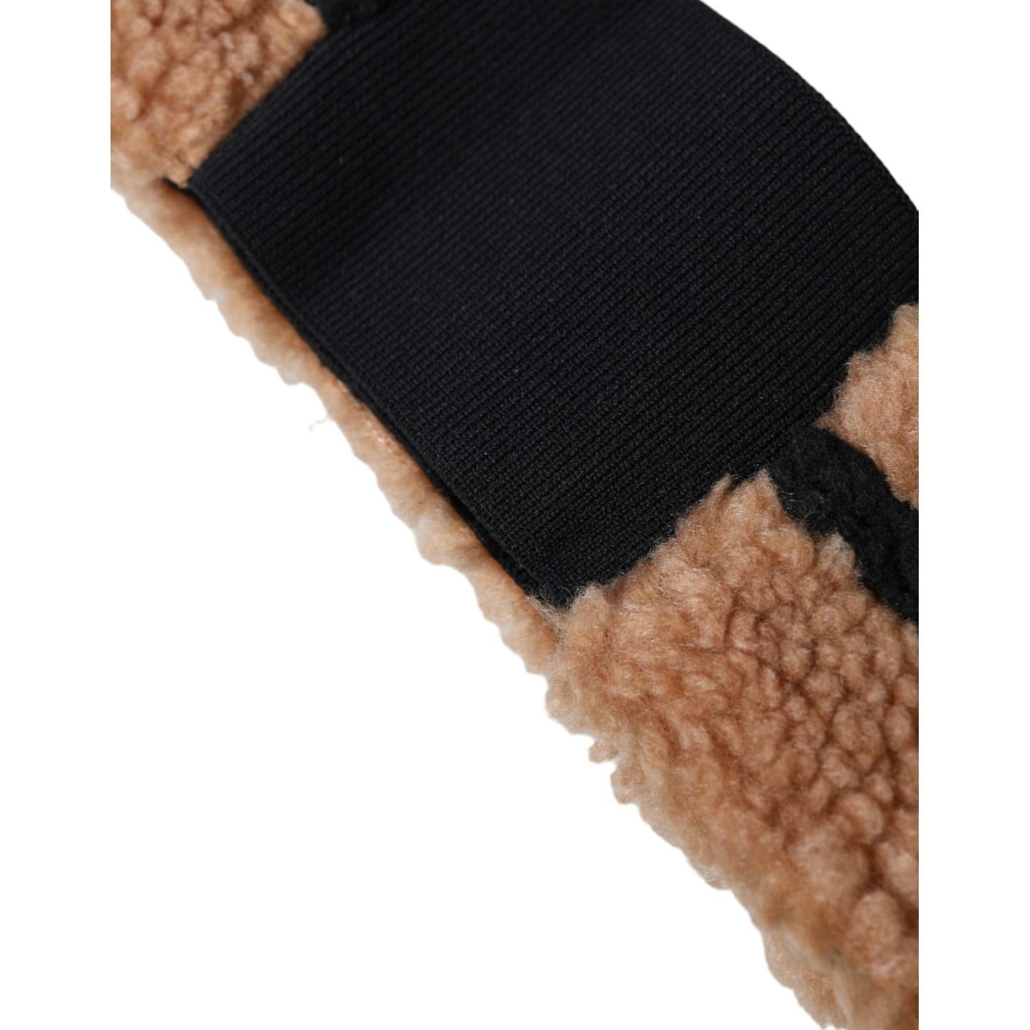 Brown Black Fleece Wool Head Band Hat Men