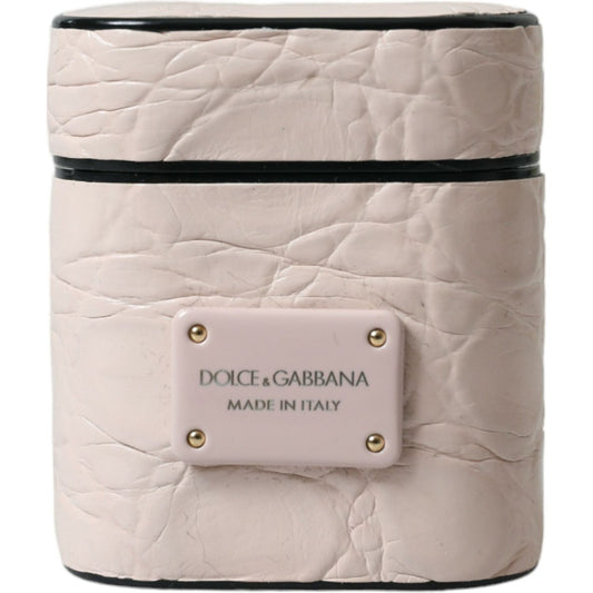 Dolce & Gabbana Elegant Light Pink Leather Airpod Case elegant-light-pink-leather-airpod-case