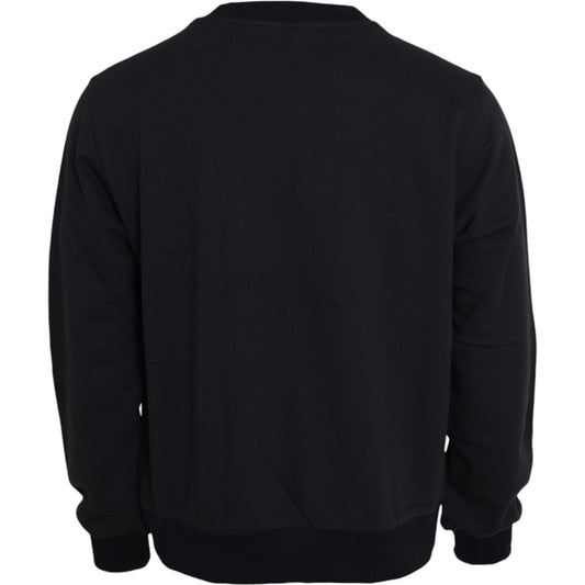 Dolce & Gabbana Dark Blue Cotton Logo Plaque Sweatshirt Sweater dark-blue-cotton-logo-plaque-sweatshirt-sweater