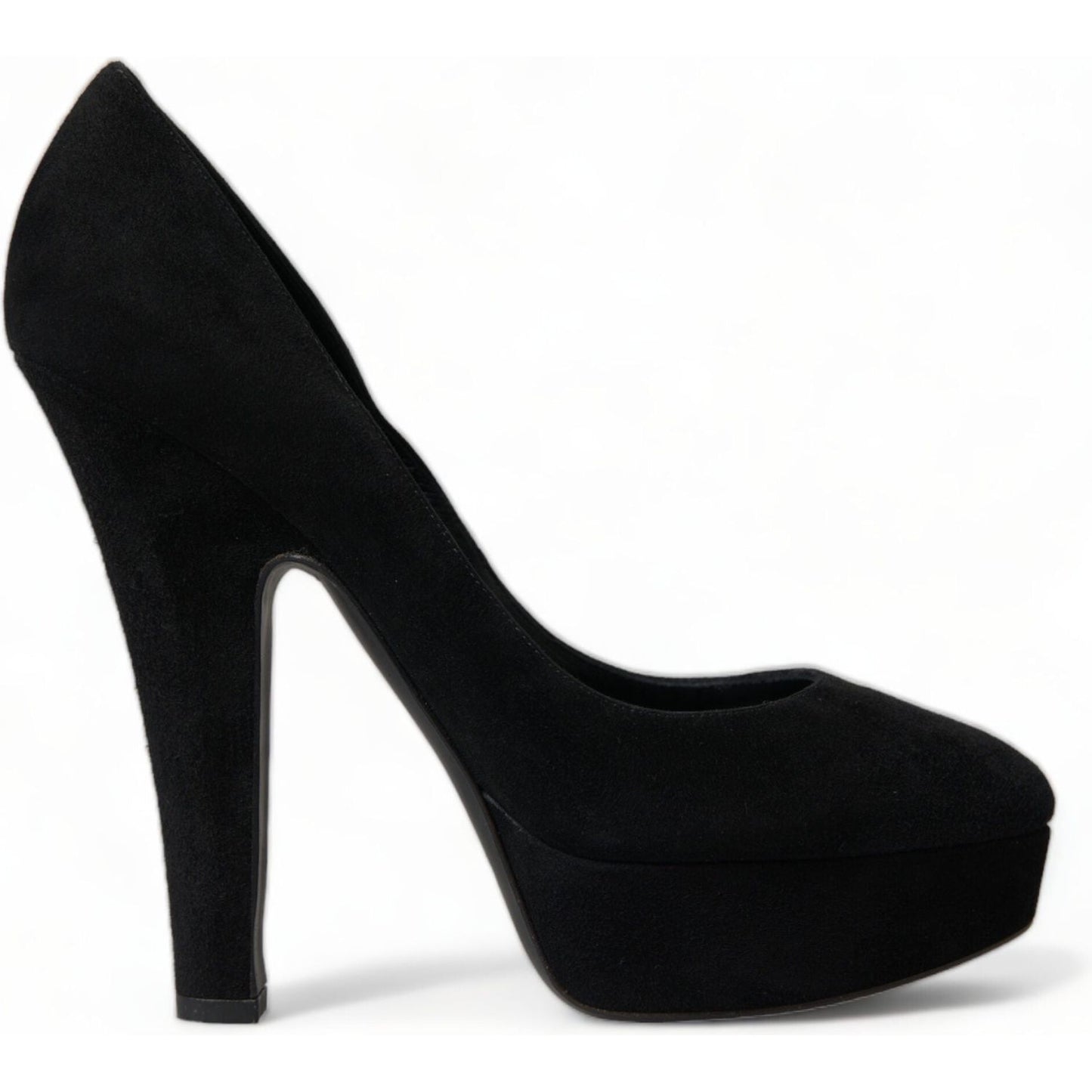 Dolce & Gabbana Black Suede Heeled Pumps Sophistication black-suede-leather-platform-heel-pumps-shoes