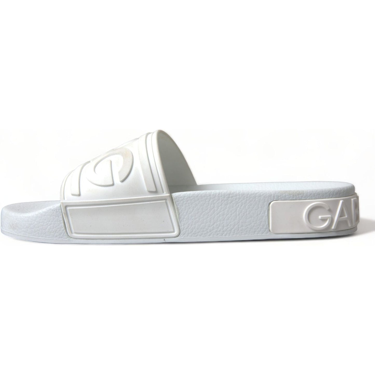 Dolce & Gabbana Elegant White Logo Slides white-rubber-sandals-slides-beachwear-shoes
