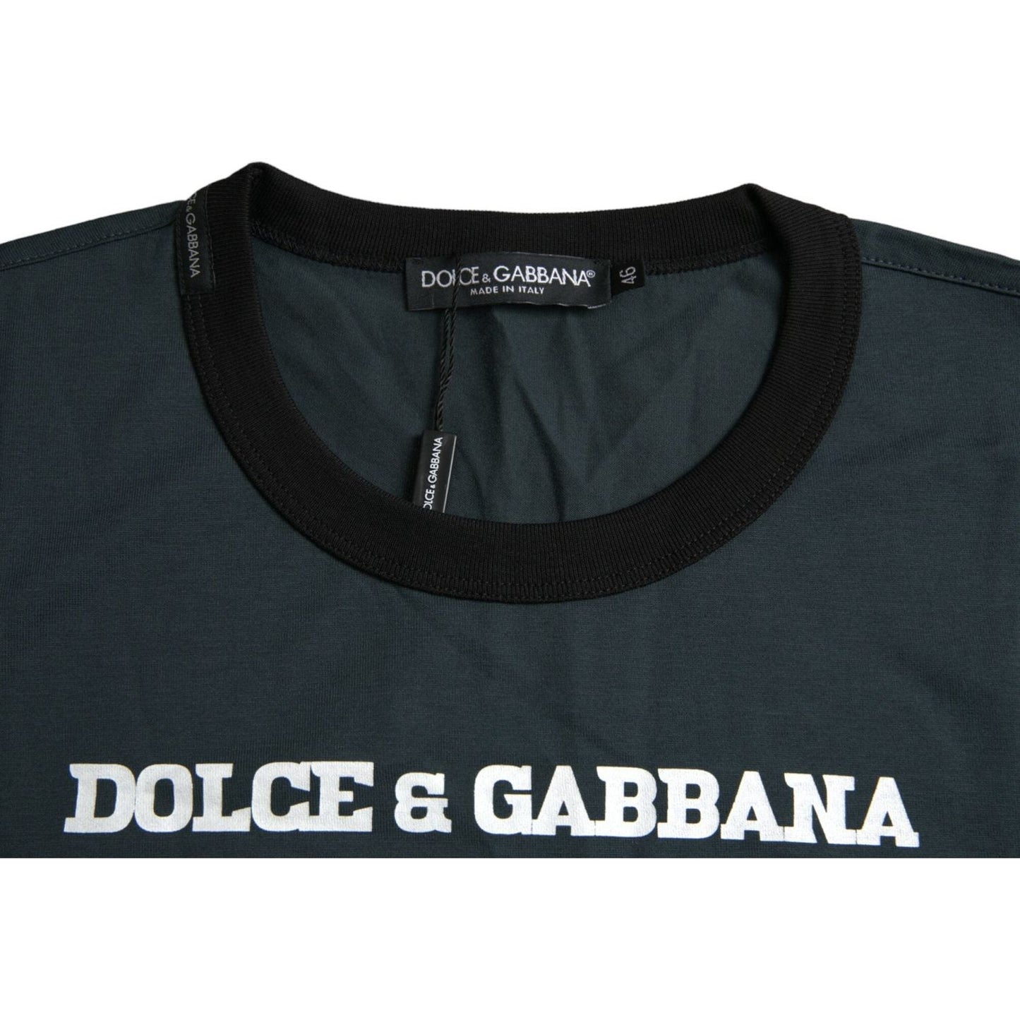 Dolce & Gabbana Blue Logo Print Crewneck Short Sleeve T-shirt blue-logo-print-crewneck-short-sleeve-t-shirt-1
