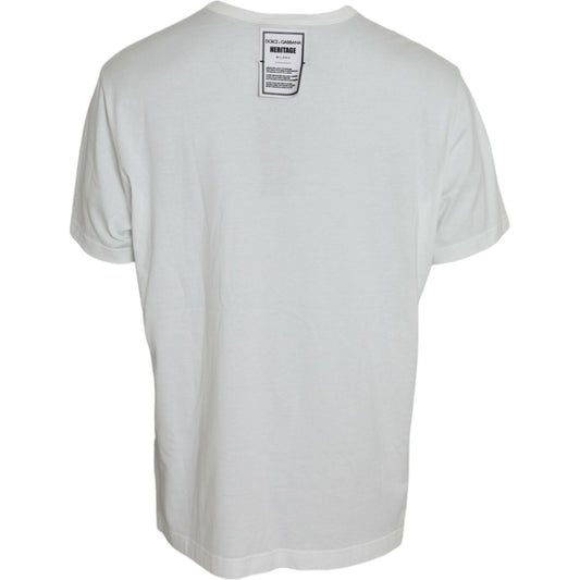Dolce & Gabbana White Lion Crown Logo Cotton Crewneck T-shirt white-lion-crown-logo-cotton-crewneck-t-shirt
