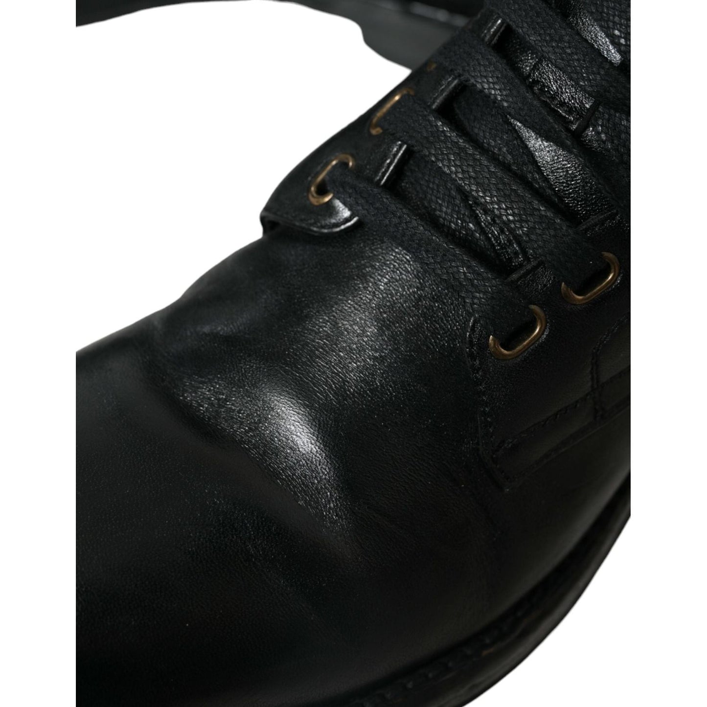 Dolce & Gabbana Elegant Black Horse Leather Ankle Boots black-leather-perugino-ankle-boots-shoes