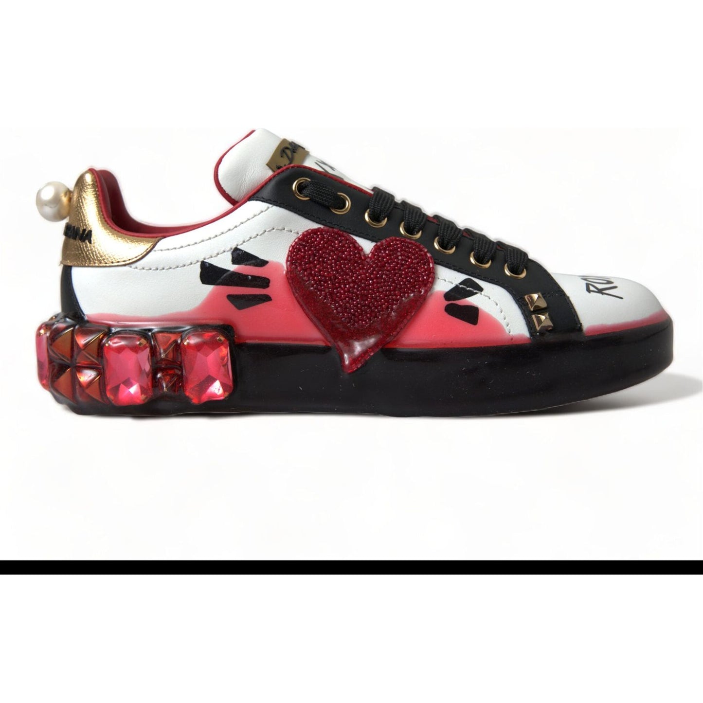 Dolce & Gabbana Elegant Portofino Crystal Sneakers white-red-crystals-portofino-sneakers-women-shoes