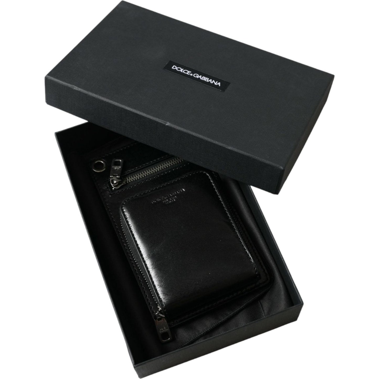 Dolce & GabbanaBlack Calf Leather Zip Logo Shoulder Neck Strap WalletMcRichard Designer Brands£409.00
