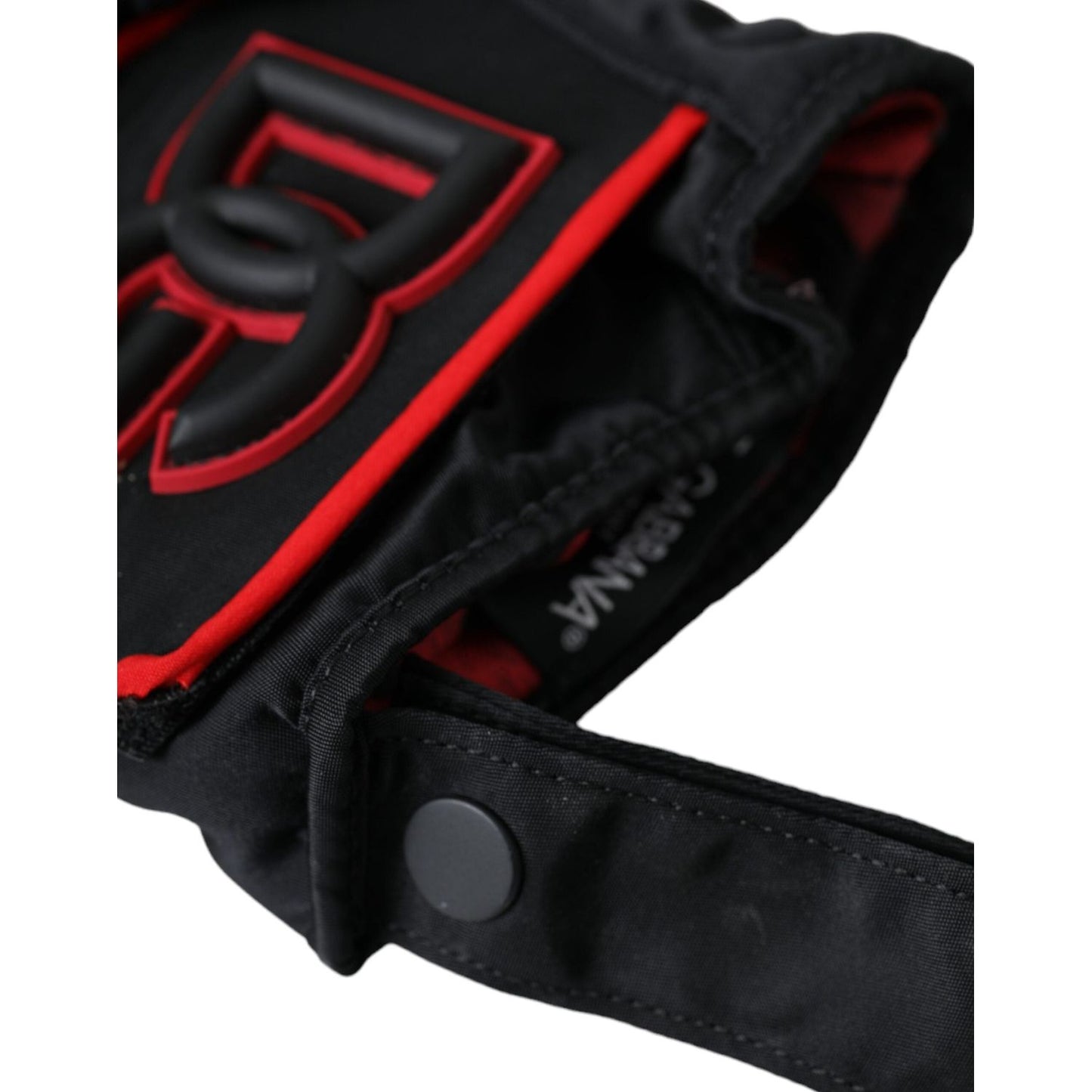 Black Red Nylon Wrist Length Gloves