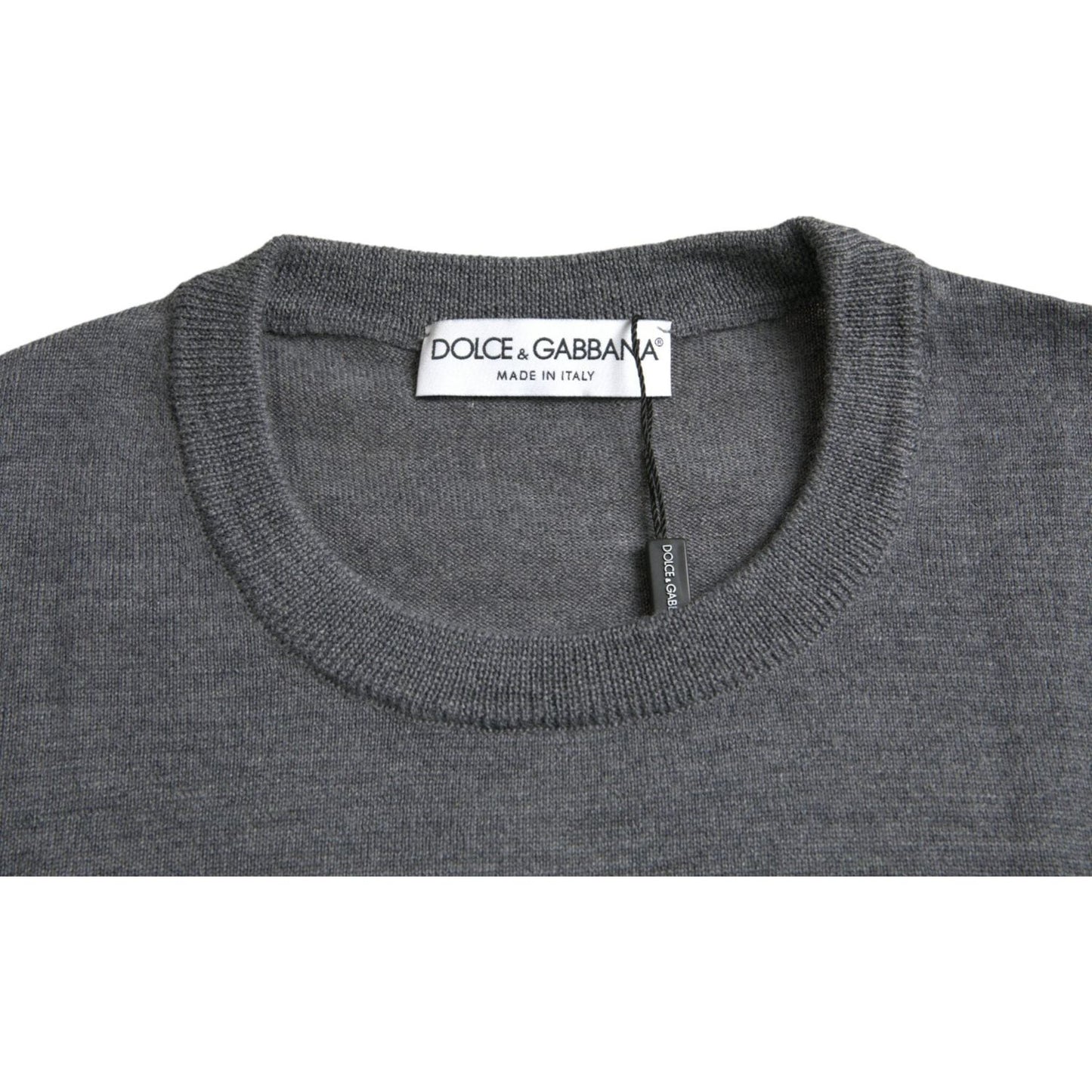 Dolce & Gabbana Dark Gray Wool Crew Neck Pullover Sweater dark-gray-wool-crew-neck-pullover-sweater