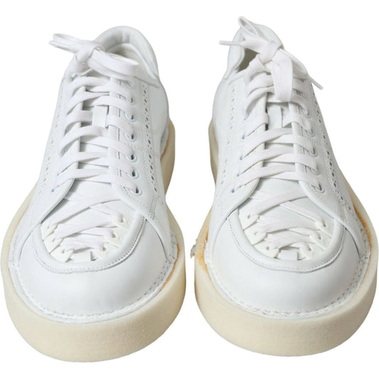 Elegant White Calfskin Oxford Sneakers