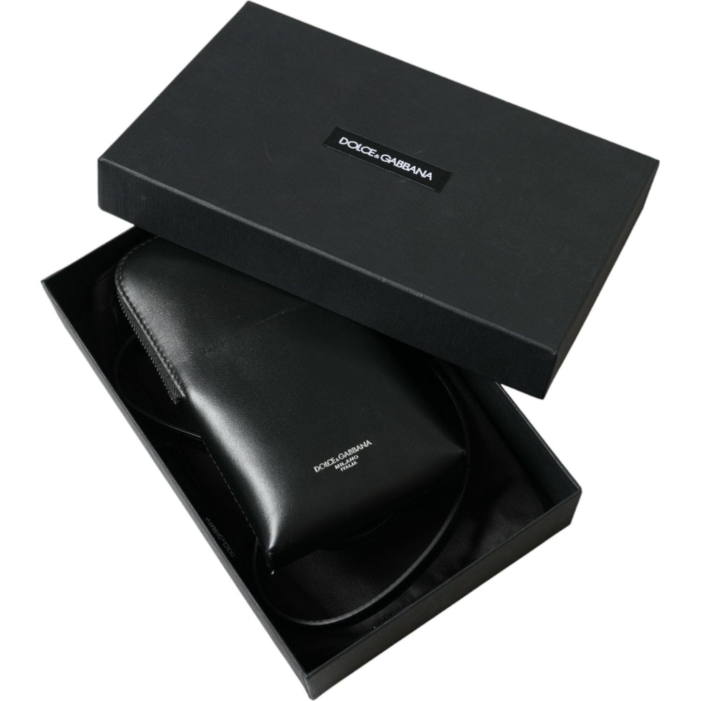Dolce & Gabbana Black Leather Zip Around Logo Print Lanyard Strap Wallet black-leather-zip-around-logo-print-lanyard-strap-wallet