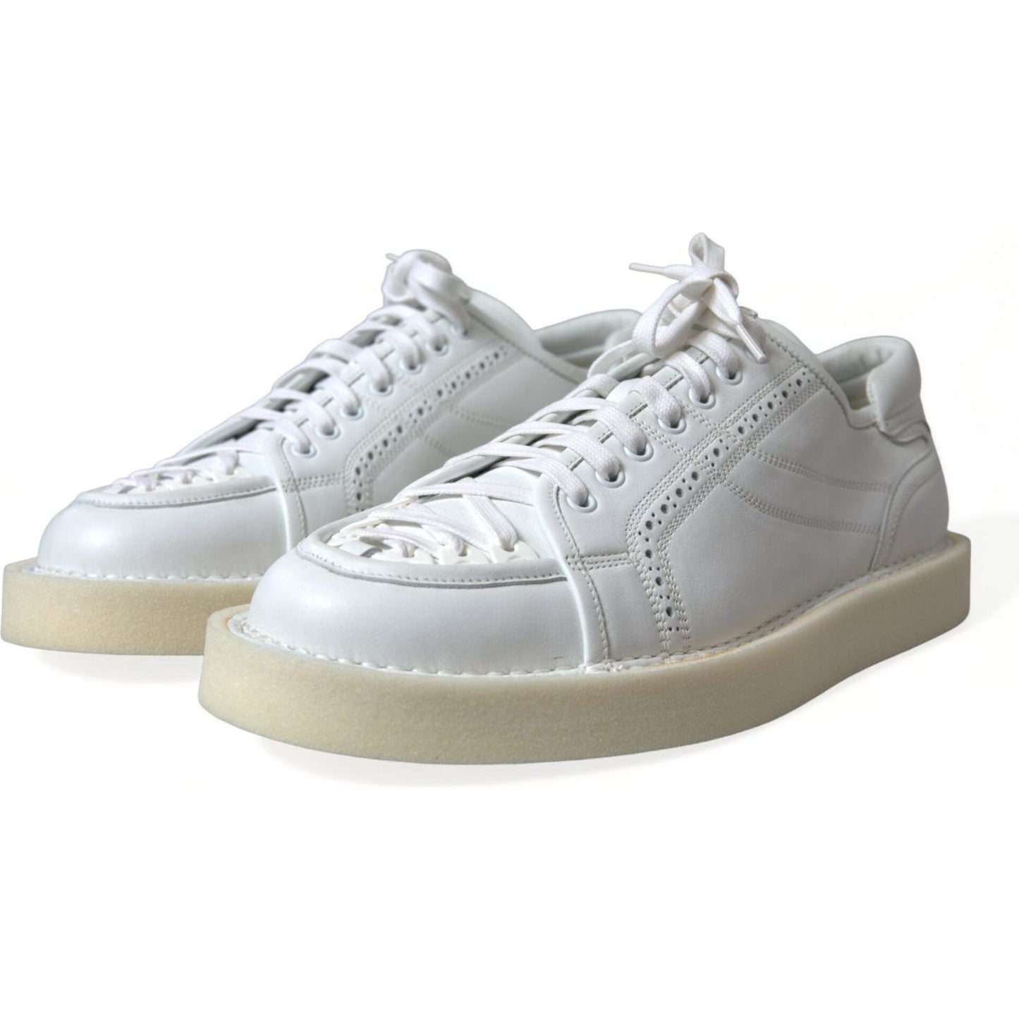 Dolce & Gabbana Elegant White Calfskin Oxford Sneakers white-leather-low-top-oxford-sneakers-shoes