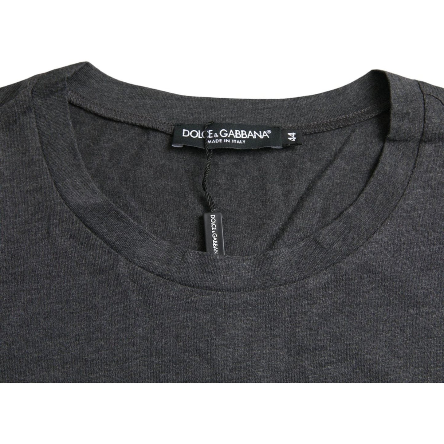 Dolce & Gabbana Gray Logo Print Crewneck Short Sleeve T-shirt gray-logo-print-crewneck-short-sleeve-t-shirt