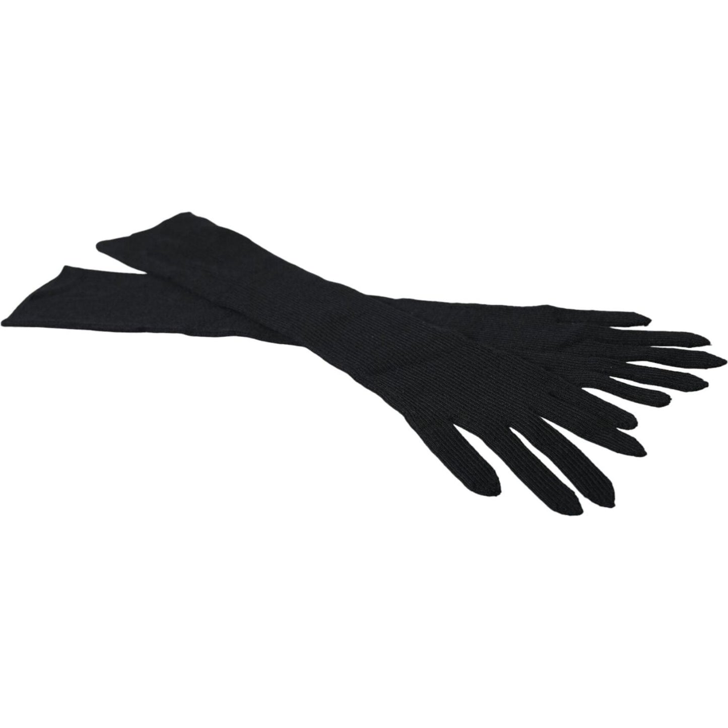 Black Cashmere Knitted Elbow Length Gloves