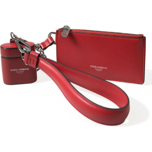 Dolce & Gabbana | Elegant Red Leather Airpods Case| McRichard Designer Brands   