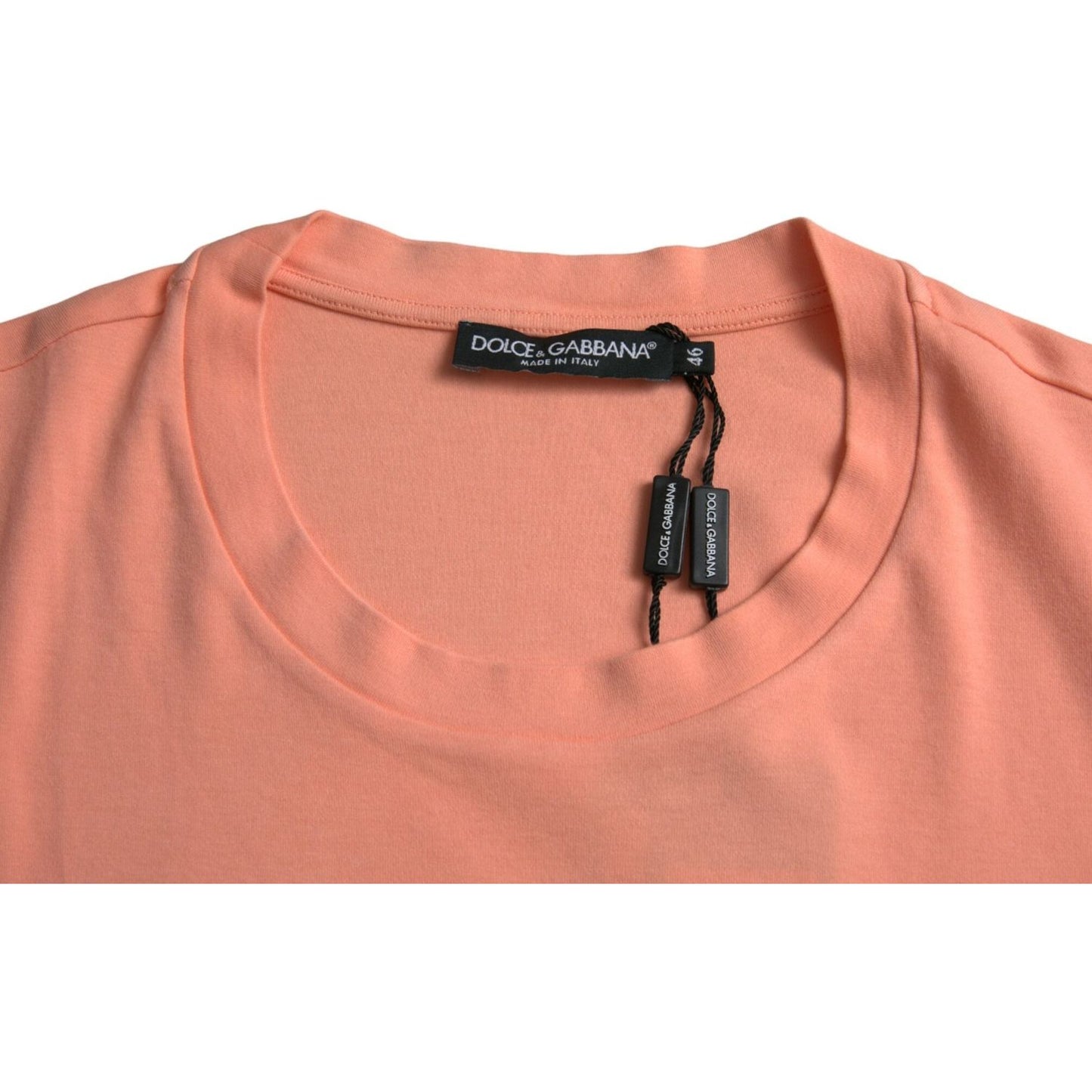 Dolce & Gabbana Coral Cotton Logo Print Short Sleeve T-shirt coral-cotton-logo-print-short-sleeve-t-shirt