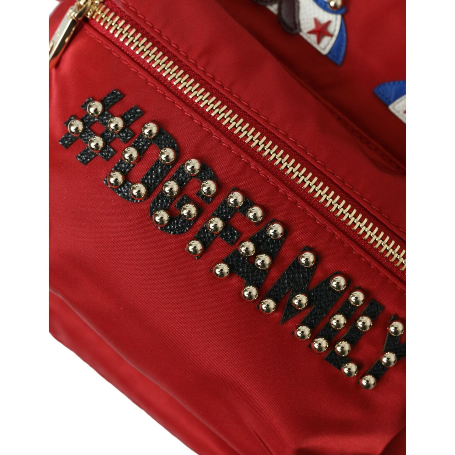 Dolce & Gabbana Embellished Red Backpack with Gold Detailing embellished-red-backpack-with-gold-detailing