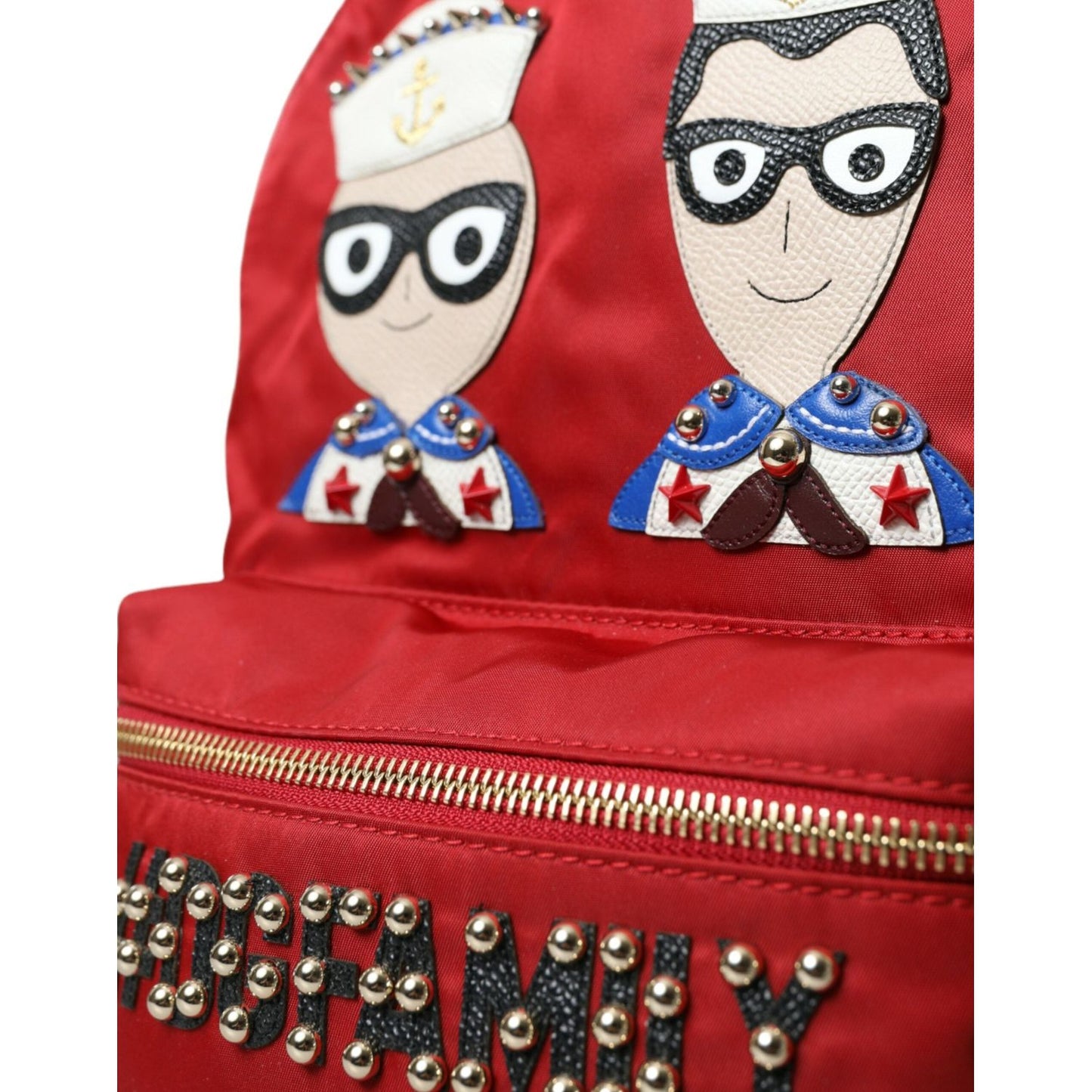 Dolce & Gabbana Embellished Red Backpack with Gold Detailing embellished-red-backpack-with-gold-detailing