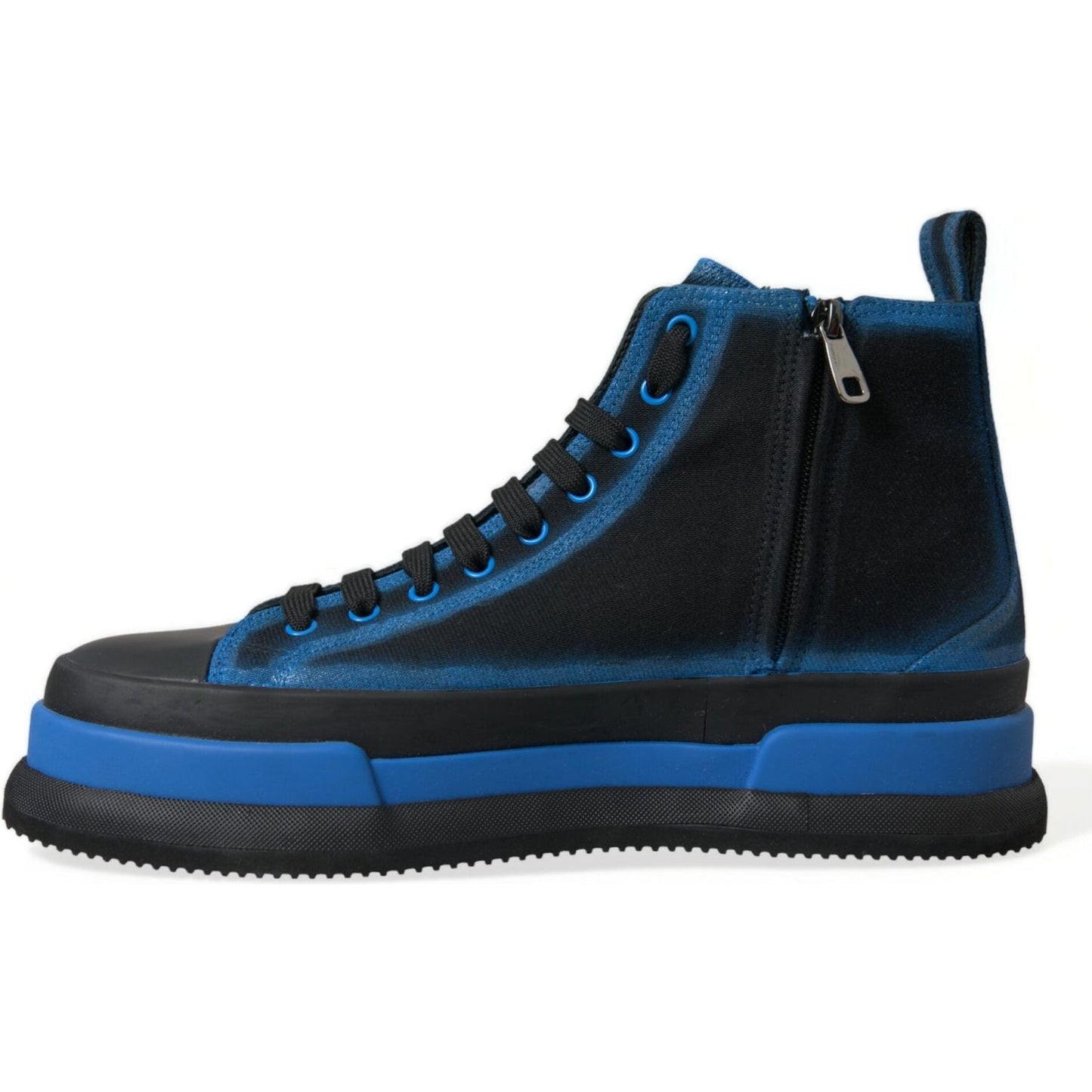 Dolce & Gabbana Elegant High-Top Canvas Sneakers black-blue-canvas-cotton-high-top-sneakers-shoes